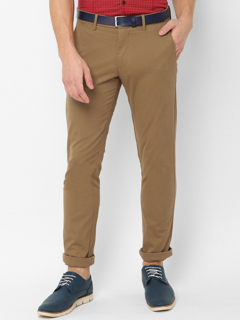 

Allen Solly Men Khaki Slim Fit Solid Regular Trousers