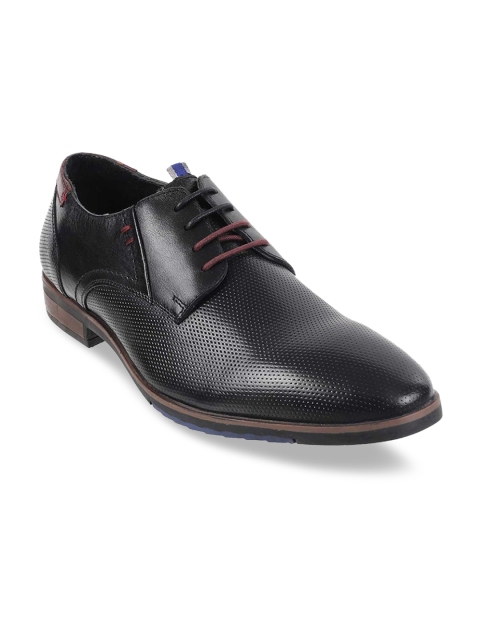 

Metro Men Black Textured Leather Formal Derbys