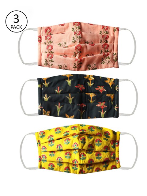 

Bellofox Unisex Pack of 3 Pcs Multicoloured Reusable 3-Ply Outdoor Cloth Masks, Multi