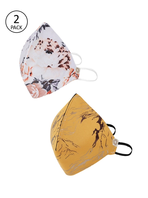 

VASTRAMAY Unisex Yellow & Lavender Pack of 2 Reusable 4-Ply Cloth Masks