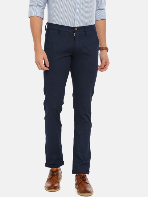 

Classic Polo Men Navy Blue Skinny Fit Self Design Chinos