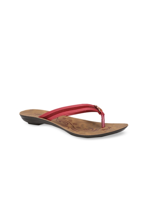 

Bata Women Red Solid PU Open Toe Flats