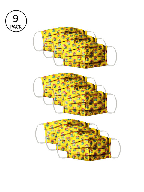 

Bellofox Adults Pack of 9 Reusable 3-Layers Cloth Mask, Yellow