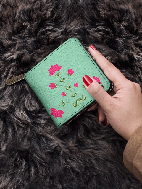 

DailyObjects Women Green & Pink Printed Zip Around Wallet