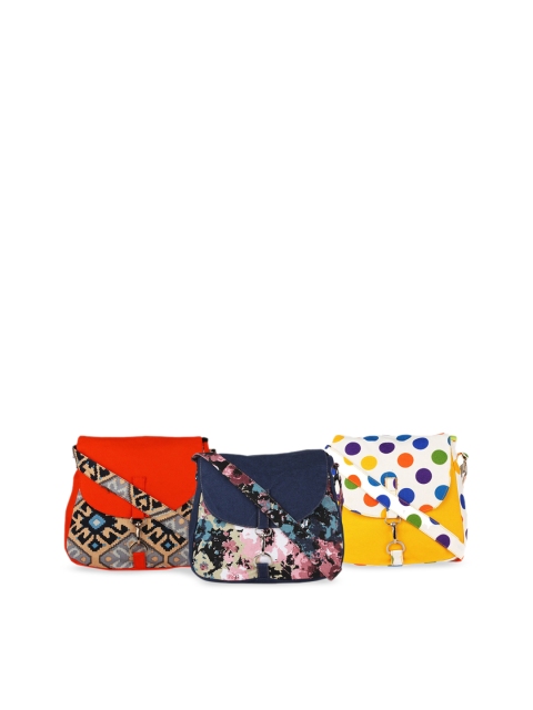 

Vivinkaa Multicoloured Set of 3 Printed Sling Bags, Multi