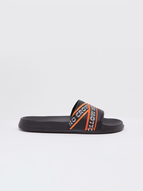 

shoexpress Men Black Printed Sliders