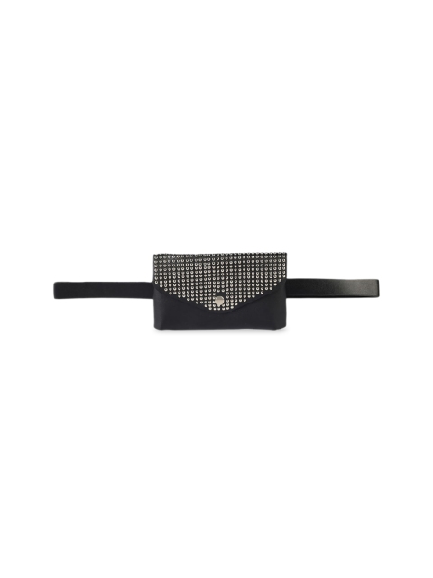 

Crusset Women Set Of Slim Belt And Wallet, Black