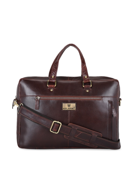 

WELBAWT Men Brown Solid 15 Inch Leather Laptop Bag