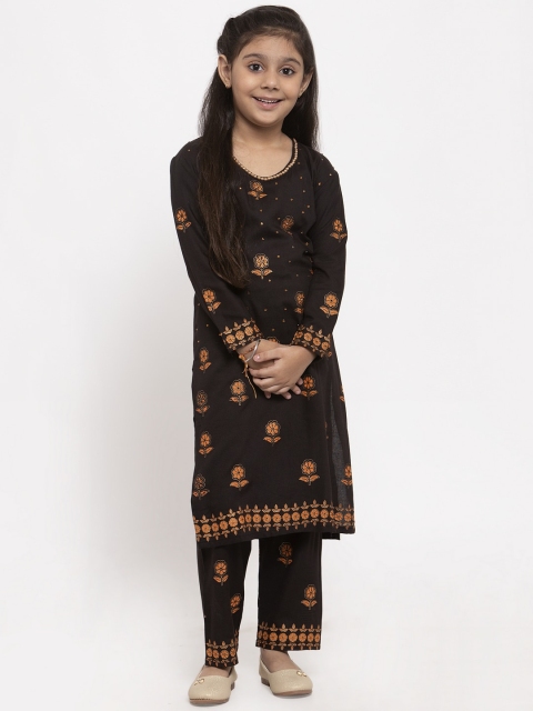 

Baani Creations Girls Black Embroidered Kurta with Trousers