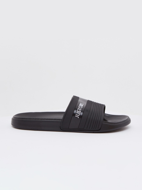 

shoexpress Men Black Printed Sliders