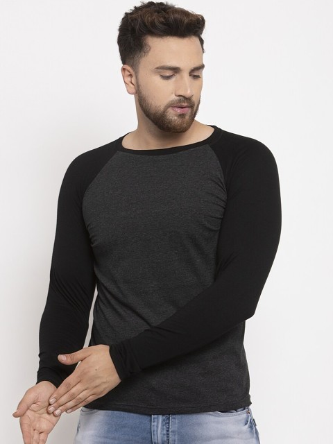 

KATSO Men Charcoal Grey Solid Slim Fit Round Neck T-shirt