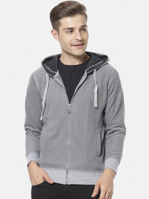 

Campus Sutra Men Grey Solid Hooded Sweatshirt