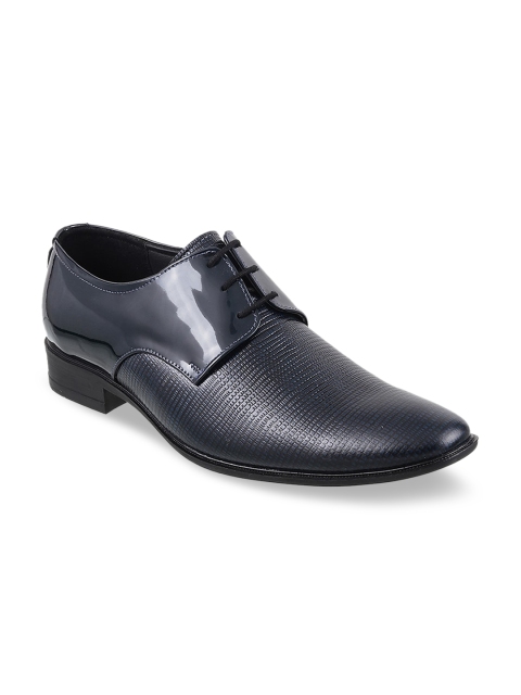 

Metro Men Blue Textured Leather Formal Derbys