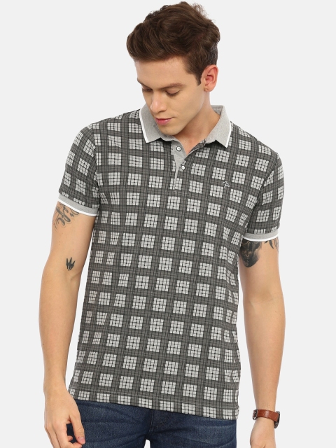 

Classic Polo Men Grey & White Checked Polo Collar T-shirt