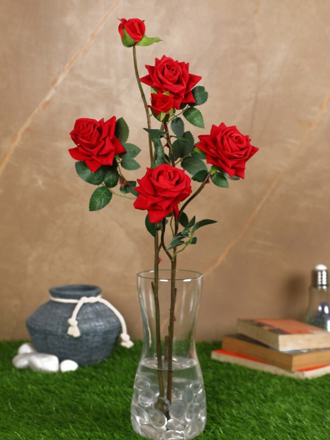 

Pollination Set Of 2 Red Premium Artificial Velvet Rose Flower