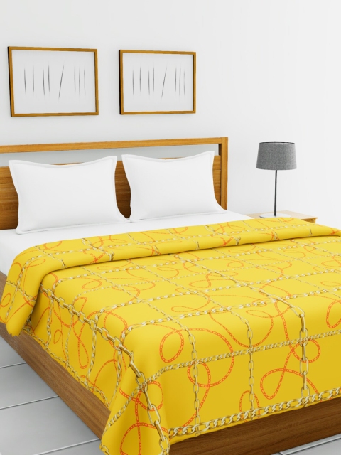 

BIANCA Yellow & Brown Abstract AC Room 300 GSM Double Bed Comforter