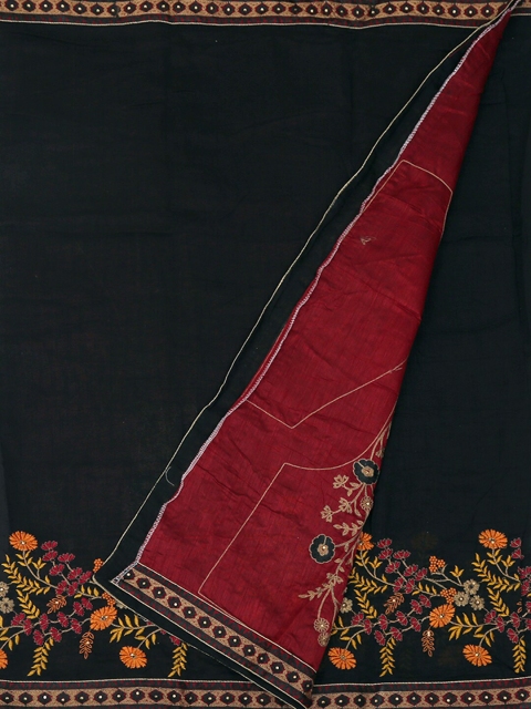 

Pothys Black Woven Design Poly Georgette Saree