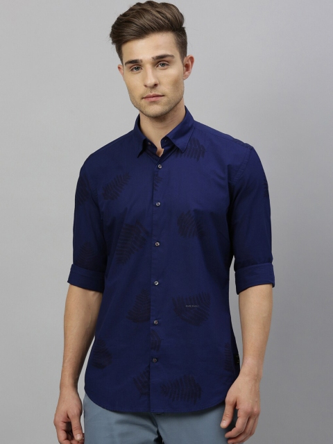 

RARE RABBIT Men Navy Blue Tailored Fit Printed Casual Shirt