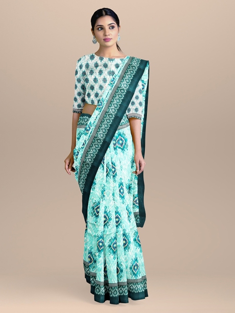 

BharatSthali Blue Pure Silk Printed Murshidabad Sustainable Saree