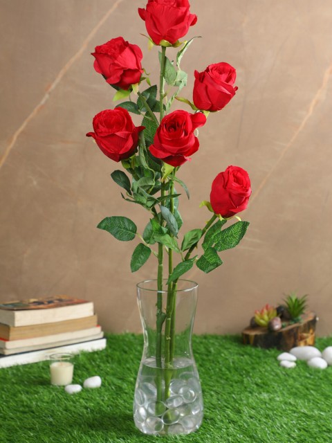 

PolliNation Red & Green Set of 2 Artificial Rose Flower