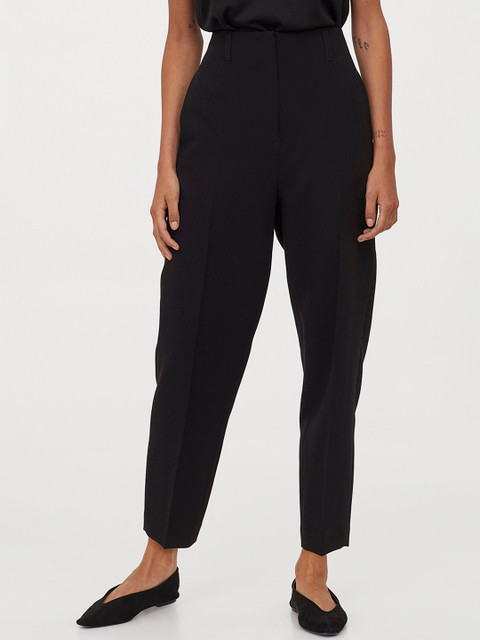 

H&M Women Black Solid Cigarette Trousers