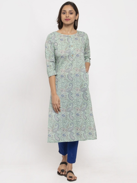 

TAG 7 Women Blue & Grey Printed A-Line Kurta