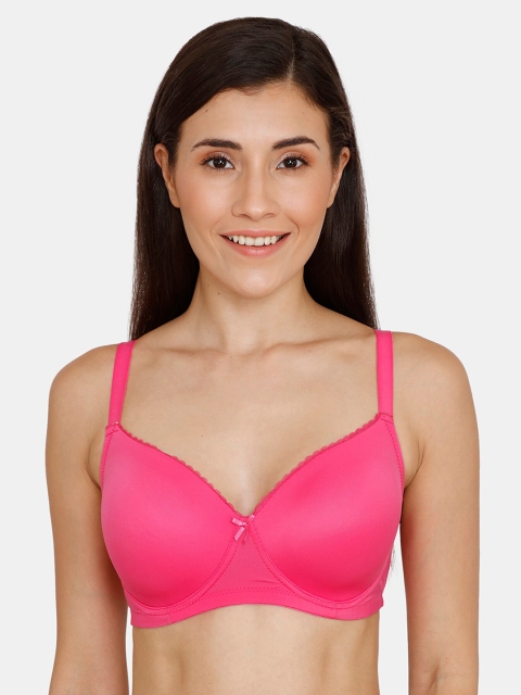 Zivame Pink Solid Non-Wired Lightly Padded T-shirt Bra ZI1522FASHAPINK
