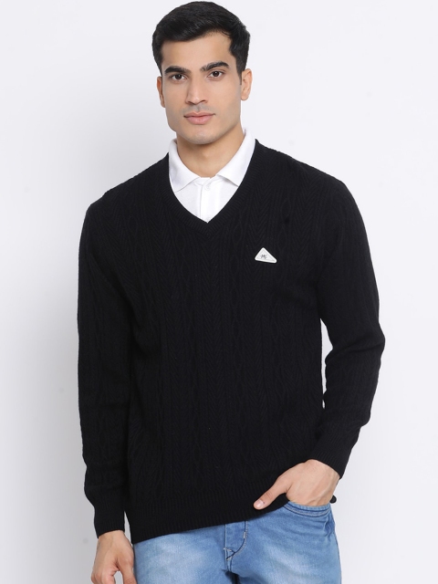 

Monte Carlo Men Black Self Design Pullover Sweater