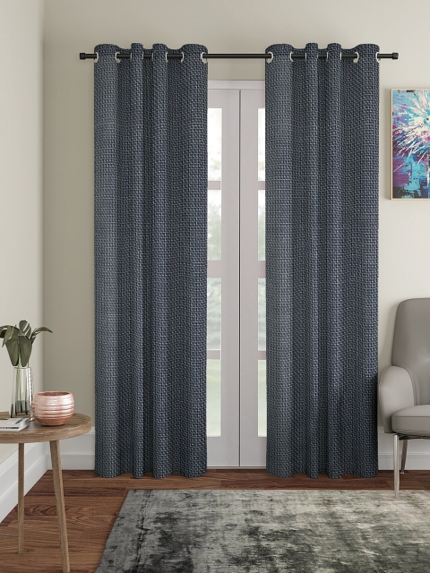 

KLOTTHE Navy Blue Set of 2 Long Door Curtains
