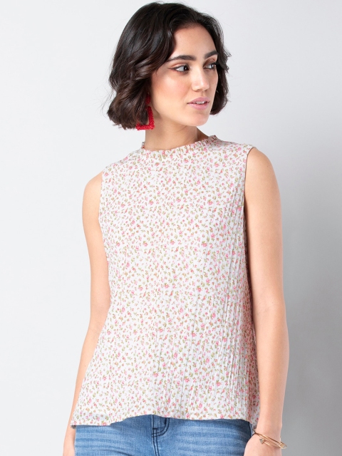 

FabAlley Women White Ditsy Floral Printed Top