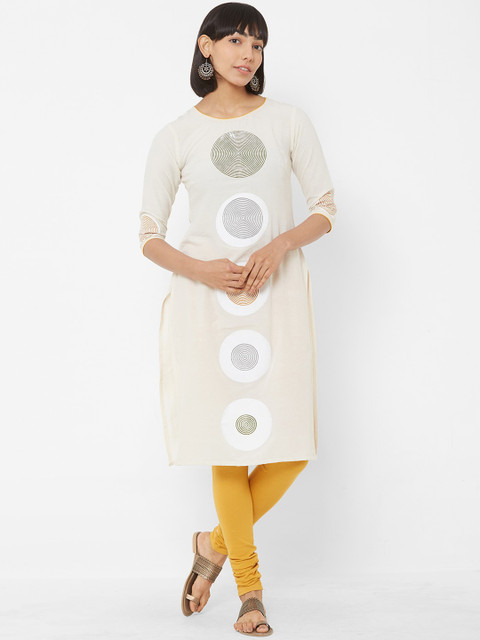 

Vedic Women Off-White Printed Straight Kurta