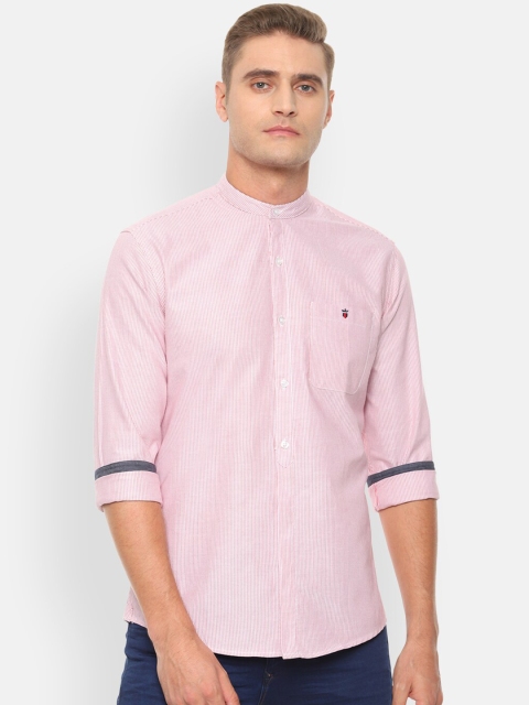 

Louis Philippe Jeans Men Pink & White Slim Fit Striped Casual Shirt