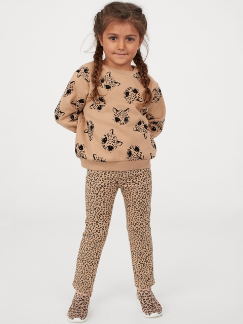 

H&M Girls Beige & Black Printed Treggings