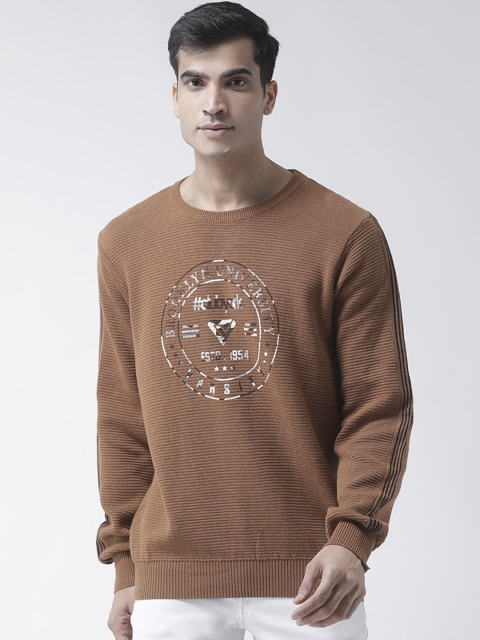 

Club York Men Khaki Printed Pullover Sweater