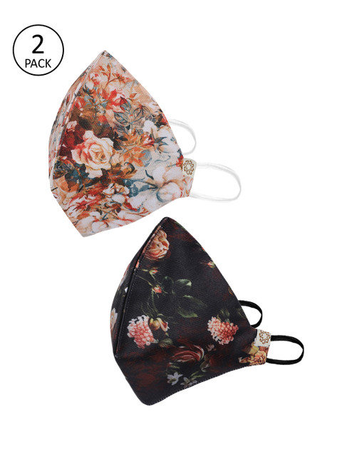 

VASTRAMAY Unisex 2 Pcs Printed 4-Ply Anti-Pollution Reusable Cloth Masks, Black