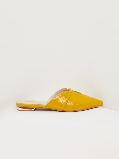 

shoexpress Women Yellow Textured Mules