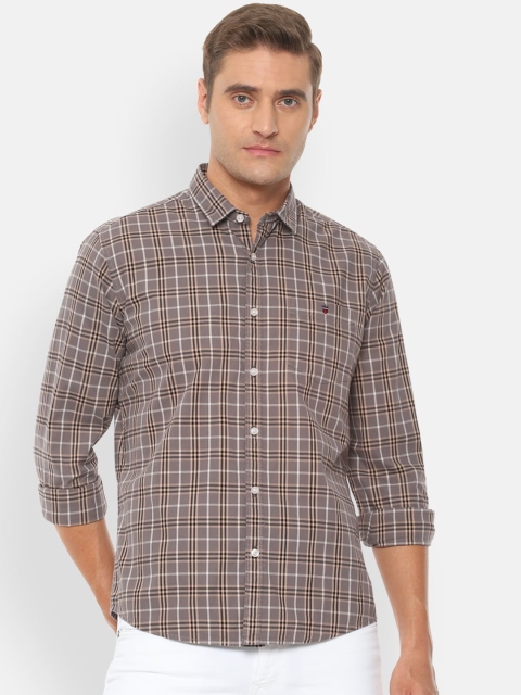 

Louis Philippe Jeans Men Brown & Grey Slim Fit Checked Casual Shirt