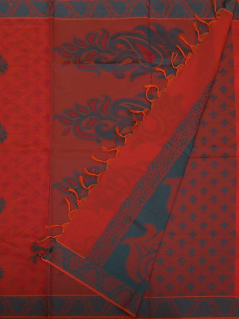 

Pothys Orange & Blue Pure Cotton Woven Design Saree
