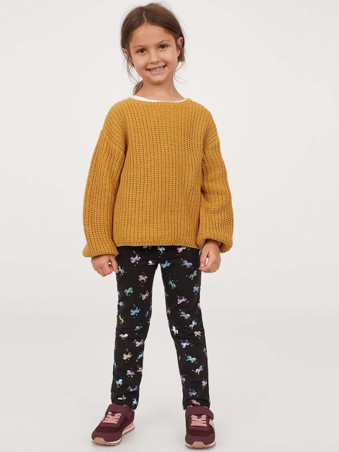 

H&M Girls Black Printed Treggings