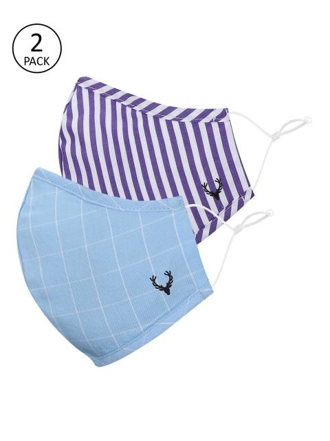 

Allen Solly Men Pack of 2 Pcs Blue & Purple Reusable 3-Ply Outdoor Cloth Masks