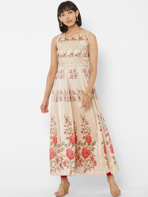 

Vedic Women Beige & Red Floral Printed Anarkali Kurta