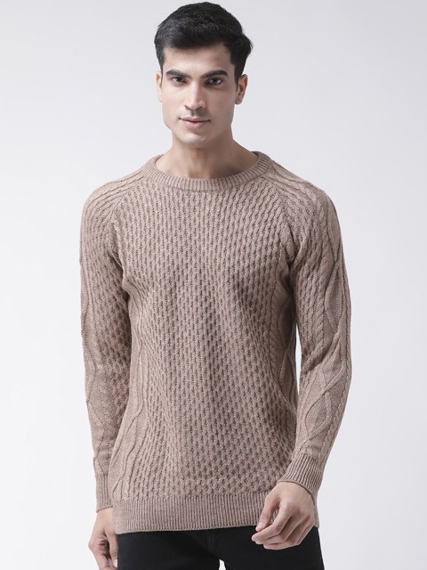 

Club York Men Beige Self Design Pullover Sweater