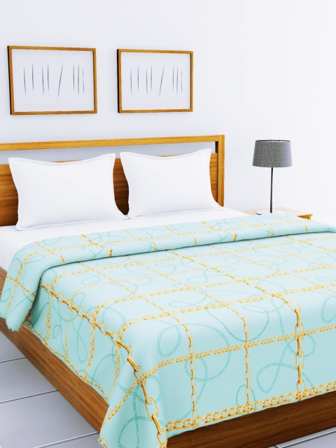 

BIANCA Blue & Gold-Coloured Abstract AC Room 300 GSM Double Bed Comforter
