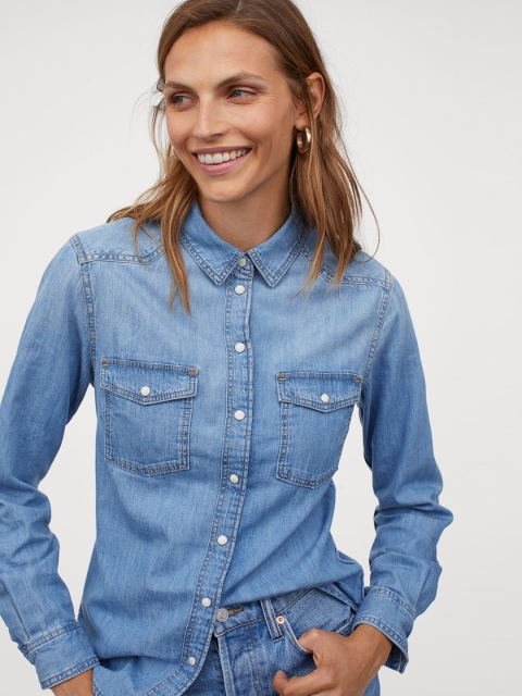 

H&M Women Blue Denim Shirt