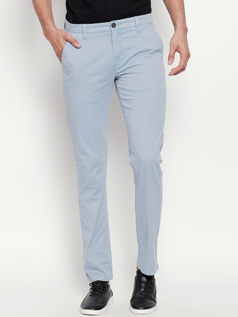 

BYFORD by Pantaloons Men Blue Slim Fit Solid Regular Trousers