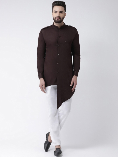 

I Know Men Brown & White Solid Kurta with Pyjamas