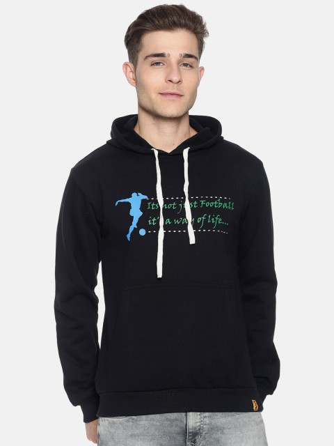 

Campus Sutra Men Black Printed Hooded Sweatshirt