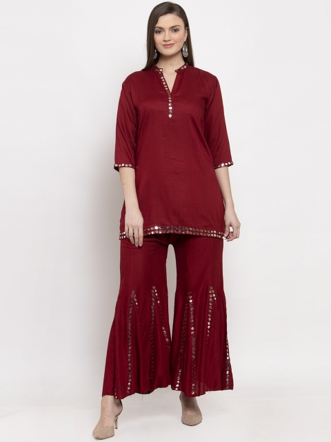 

Clora Creation Women Maroon Solid Kurti with Palazzos