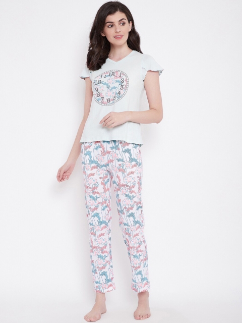 

Clovia Women Blue Printed Night suit