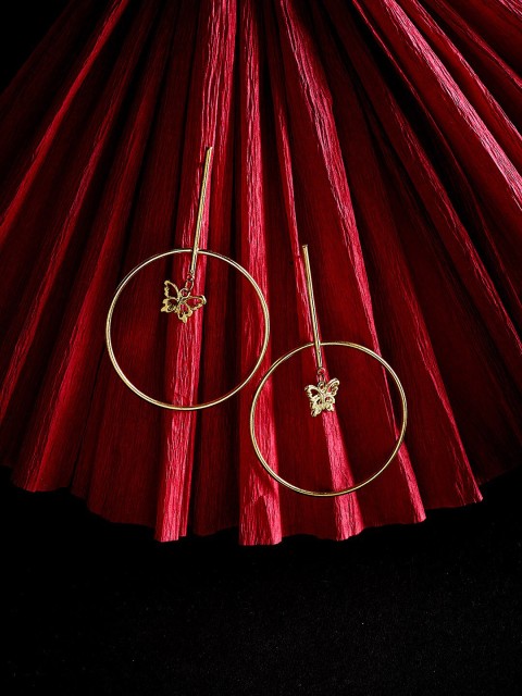 ZeroKaata Gold-Plated Circular Handcrafted Drop Earrings